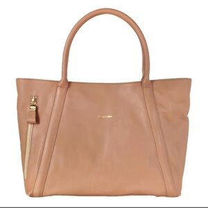 SEE BY CHLOE Beige/Clay/Pink Leather Shoulder Bag Side Zip Snap Closure